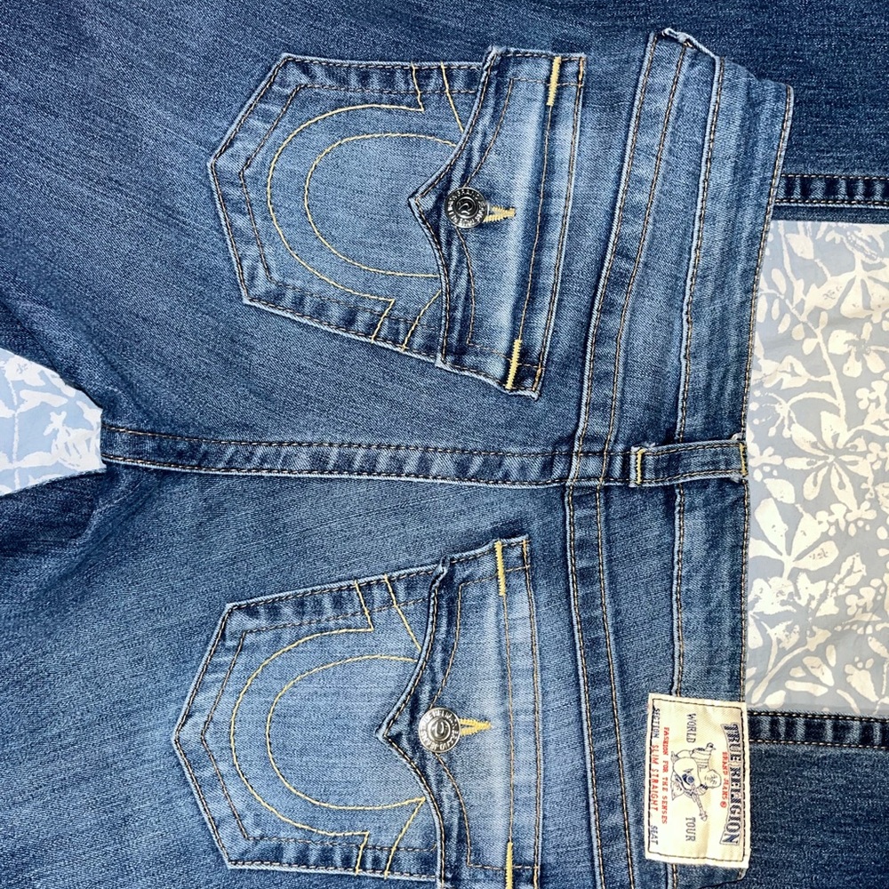 True Religion Blue Denim Jeans with Icon Patch